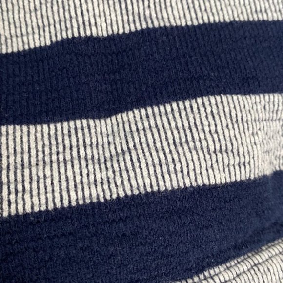 Madewell Women Gray Navy Off Shoulder Large Striped Cotton Ribbed Top Size Large - Picture 4 of 10